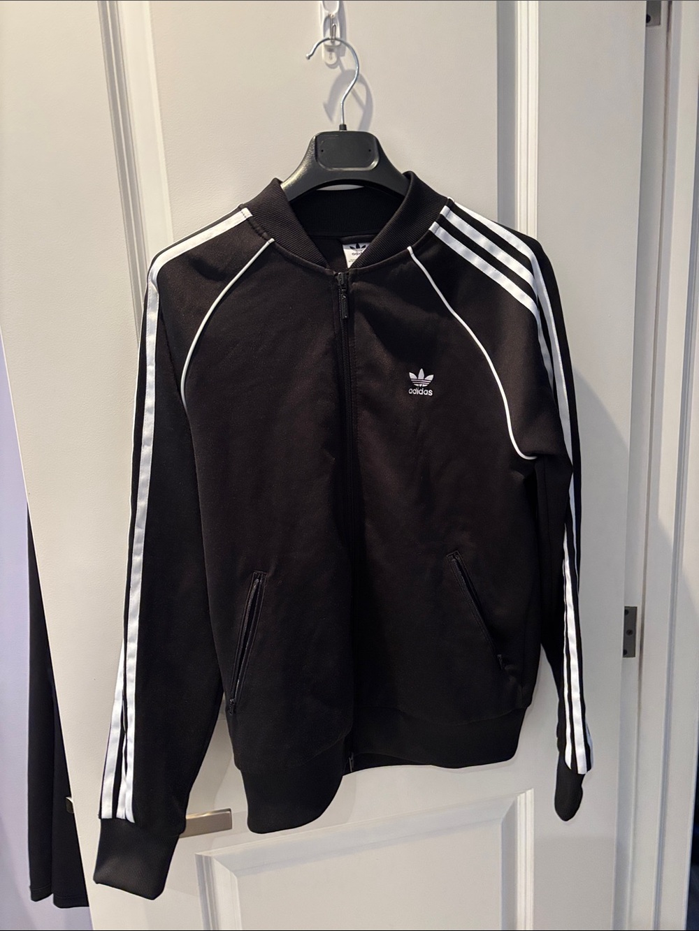 adidas Black Track Jacket with White Three-Stripes
